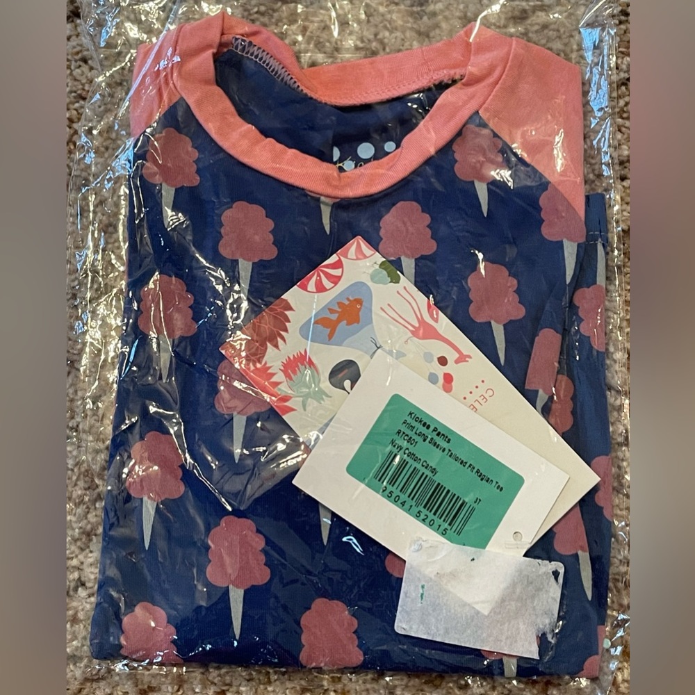 NWT Girls’ Long Sleeve Tailored Fit Raglan Tee in Navy Cotton Candy (Size 3T) - Picture 8 of 9